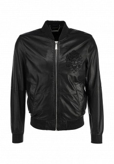 Куртка кожаная Just Cavalli, цвет: черный. Артикул: JU662EMDOB51. Мужская одежда / Верхняя одежда / Кожаные куртки