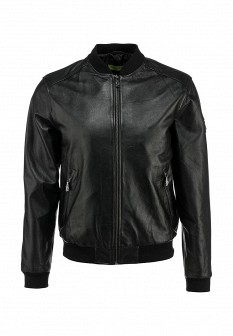 Куртка кожаная Versace Jeans, цвет: черный. Артикул: VE006EMDOJ53. Мужская одежда / Верхняя одежда / Кожаные куртки