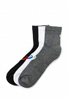 Комплект носков 3 пары, ASICS, цвет: белый, серый, черный. Артикул: AS455FUJHT75. Женская одежда / Носки, чулки и колготки